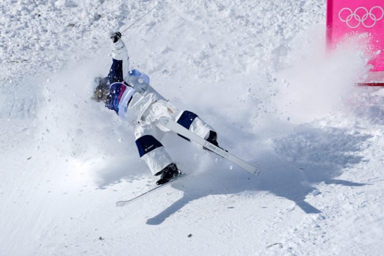 Watch: Olympic skier, skater somehow cross finish line backwards
